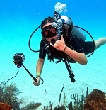 Scuba diver exploring a Caribbean reef near Bayahibe